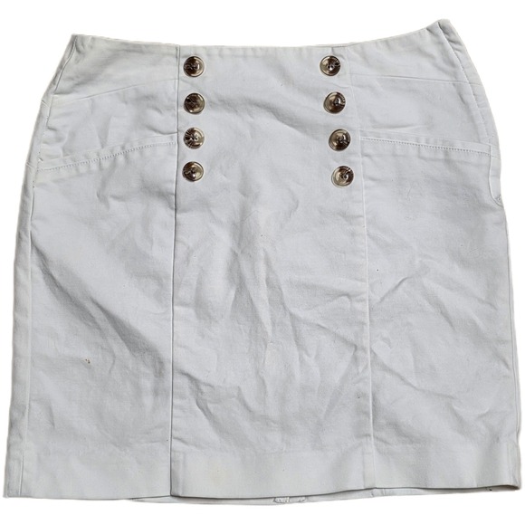 Banana Republic Dresses & Skirts - Banana Republic Sailor Button Mini Skirt Women's Size 6 White High‎ Waist